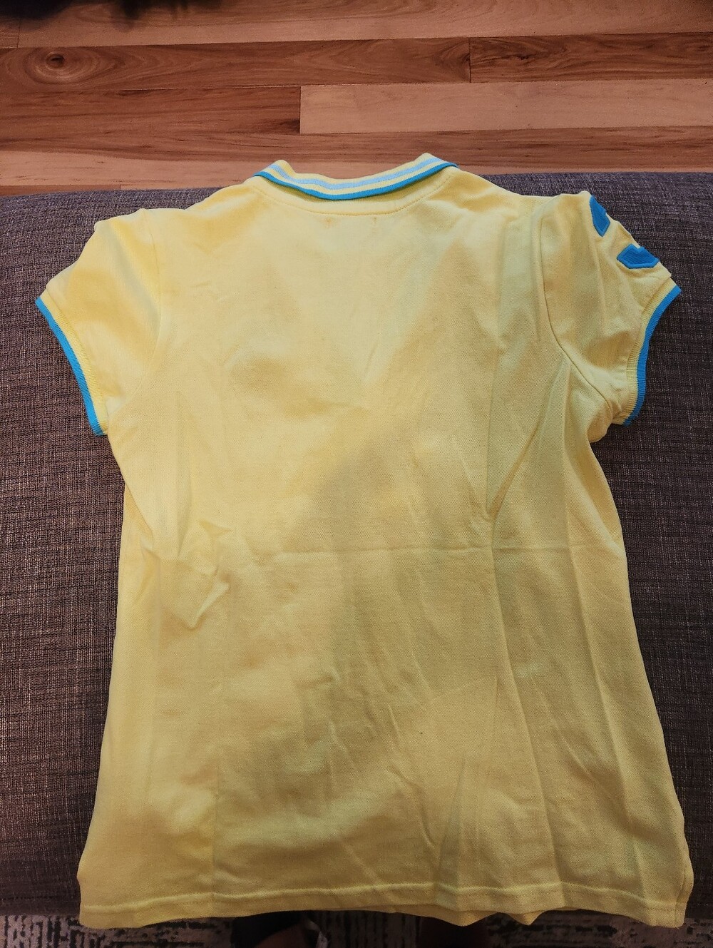 U.S. Polo Assn. Yellow Polo Tee with Blue Trim - Picture 2 of 4